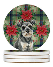 Load image into Gallery viewer, Miniature Schnauzer Christmas PoinsettIas Large Sandstone Coasters Pack of 4