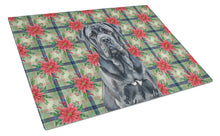Load image into Gallery viewer, Black Neapolitan Mastiff Christmas PoinsettIas Glass Cutting Board