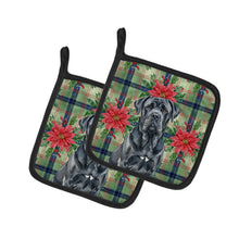 Load image into Gallery viewer, Black Neapolitan Mastiff Christmas PoinsettIas Pair of Pot Holders
