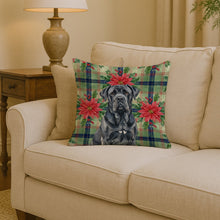 Load image into Gallery viewer, Black Neapolitan Mastiff Christmas PoinsettIas Throw Pillow
