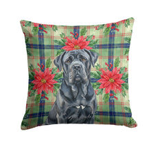 Load image into Gallery viewer, Black Neapolitan Mastiff Christmas PoinsettIas Throw Pillow