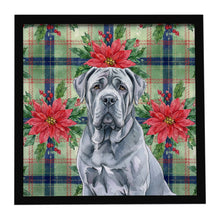 Load image into Gallery viewer, Blue Neapolitan Mastiff Christmas PoinsettIas Framed Metal Print