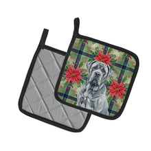 Load image into Gallery viewer, Blue Neapolitan Mastiff Christmas PoinsettIas Pair of Pot Holders