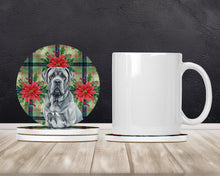 Load image into Gallery viewer, Blue Neapolitan Mastiff Christmas PoinsettIas Large Sandstone Coasters Pack of 4