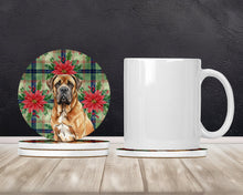 Load image into Gallery viewer, Neapolitan Mastiff Christmas PoinsettIas Large Sandstone Coasters Pack of 4