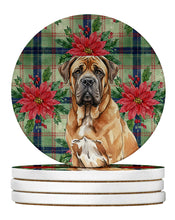 Load image into Gallery viewer, Neapolitan Mastiff Christmas PoinsettIas Large Sandstone Coasters Pack of 4