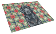 Load image into Gallery viewer, Black Newfoundland Christmas PoinsettIas Glass Cutting Board
