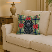 Load image into Gallery viewer, Black Newfoundland Christmas PoinsettIas Throw Pillow