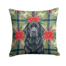 Load image into Gallery viewer, Black Newfoundland Christmas PoinsettIas Throw Pillow