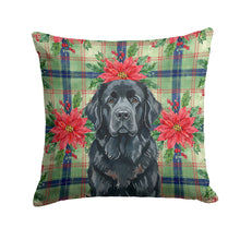 Load image into Gallery viewer, Black Newfoundland Christmas PoinsettIas Throw Pillow