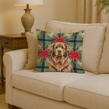 Load image into Gallery viewer, Brown Newfoundland Christmas PoinsettIas Throw Pillow
