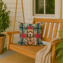 Load image into Gallery viewer, Brown Newfoundland Christmas PoinsettIas Throw Pillow