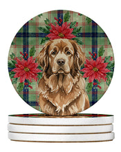 Load image into Gallery viewer, Brown Newfoundland Christmas PoinsettIas Large Sandstone Coasters Pack of 4