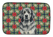 Load image into Gallery viewer, Gray Newfoundland Christmas PoinsettIas Dish Drying Mat