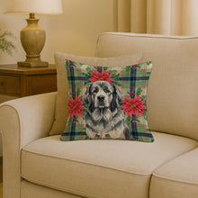 Load image into Gallery viewer, Gray Newfoundland Christmas PoinsettIas Throw Pillow