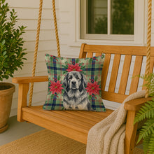 Load image into Gallery viewer, Gray Newfoundland Christmas PoinsettIas Throw Pillow