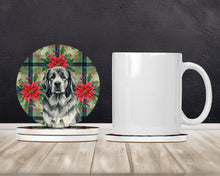 Load image into Gallery viewer, Gray Newfoundland Christmas PoinsettIas Large Sandstone Coasters Pack of 4