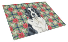 Load image into Gallery viewer, Landseer Newfoundland Christmas PoinsettIas Glass Cutting Board