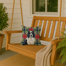 Load image into Gallery viewer, Landseer Newfoundland Christmas PoinsettIas Throw Pillow