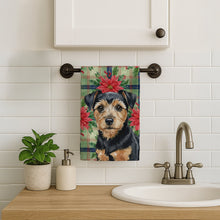 Load image into Gallery viewer, Black and Tan Norfolk Terrier Christmas PoinsettIas Kitchen Towel