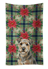 Load image into Gallery viewer, Grizzle and Tan Norfolk Terrier Christmas PoinsettIas Kitchen Towel