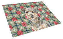 Load image into Gallery viewer, Grizzle and Tan Norfolk Terrier Christmas PoinsettIas Glass Cutting Board