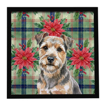 Load image into Gallery viewer, Grizzle and Tan Norfolk Terrier Christmas PoinsettIas Framed Metal Print