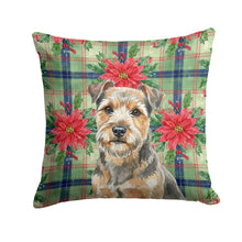 Load image into Gallery viewer, Grizzle and Tan Norfolk Terrier Christmas PoinsettIas Throw Pillow