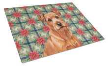Load image into Gallery viewer, Red Norfolk Terrier Christmas PoinsettIas Glass Cutting Board