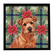 Load image into Gallery viewer, Red Norfolk Terrier Christmas PoinsettIas Framed Metal Print