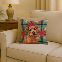 Load image into Gallery viewer, Red Norfolk Terrier Christmas PoinsettIas Throw Pillow