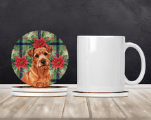 Load image into Gallery viewer, Red Norfolk Terrier Christmas PoinsettIas Large Sandstone Coasters Pack of 4