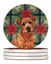 Load image into Gallery viewer, Red Norfolk Terrier Christmas PoinsettIas Large Sandstone Coasters Pack of 4