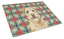 Load image into Gallery viewer, Wheaten Norfolk Terrier Christmas PoinsettIas Glass Cutting Board