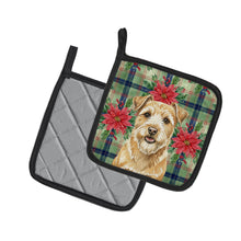 Load image into Gallery viewer, Wheaten Norfolk Terrier Christmas PoinsettIas Pair of Pot Holders