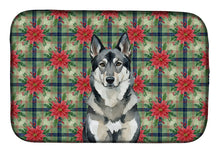 Load image into Gallery viewer, Norwegian Elkhound Christmas PoinsettIas Dish Drying Mat