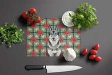 Load image into Gallery viewer, Norwegian Elkhound Christmas PoinsettIas Glass Cutting Board