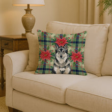 Load image into Gallery viewer, Norwegian Elkhound Christmas PoinsettIas Throw Pillow
