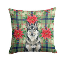 Load image into Gallery viewer, Norwegian Elkhound Christmas PoinsettIas Throw Pillow