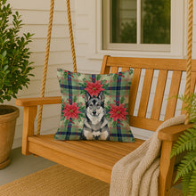 Load image into Gallery viewer, Norwegian Elkhound Christmas PoinsettIas Throw Pillow