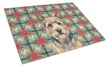 Load image into Gallery viewer, Norwich Terrier Christmas PoinsettIas Glass Cutting Board