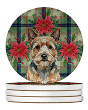 Load image into Gallery viewer, Norwich Terrier Christmas PoinsettIas Large Sandstone Coasters Pack of 4
