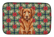 Load image into Gallery viewer, Copper Nova Scotia Duck Tolling Retriever Christmas PoinsettIas Dish Drying Mat