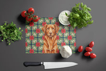 Load image into Gallery viewer, Copper Nova Scotia Duck Tolling Retriever Christmas PoinsettIas Glass Cutting Board