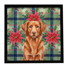 Load image into Gallery viewer, Copper Nova Scotia Duck Tolling Retriever Christmas PoinsettIas Framed Metal Print