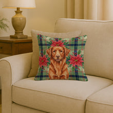 Load image into Gallery viewer, Copper Nova Scotia Duck Tolling Retriever Christmas PoinsettIas Throw Pillow