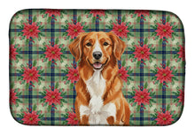 Load image into Gallery viewer, Orange Nova Scotia Duck Tolling Retriever Christmas PoinsettIas Dish Drying Mat