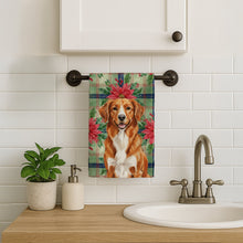 Load image into Gallery viewer, Orange Nova Scotia Duck Tolling Retriever Christmas PoinsettIas Kitchen Towel