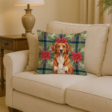 Load image into Gallery viewer, Orange Nova Scotia Duck Tolling Retriever Christmas PoinsettIas Throw Pillow