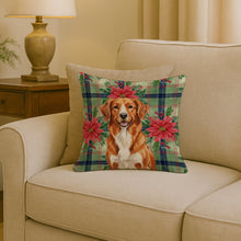 Load image into Gallery viewer, Orange Nova Scotia Duck Tolling Retriever Christmas PoinsettIas Throw Pillow